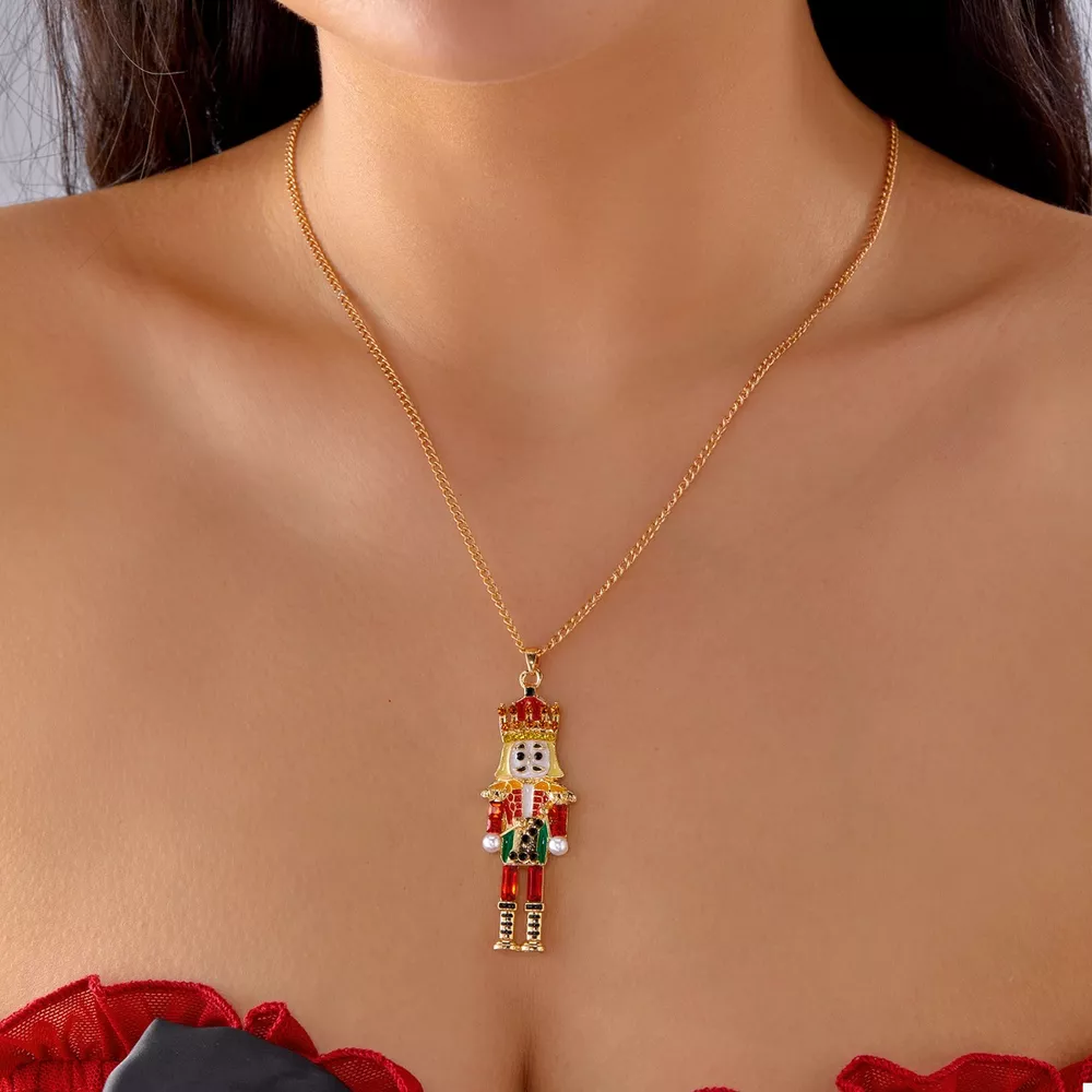 Christmas 18K Gold-Plated Nutcracker Pendant Necklace, image 2