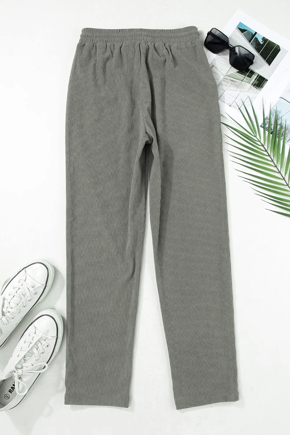 Drawstring Straight Pants with Pockets, image 3