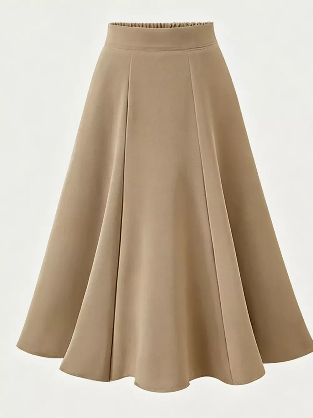 A-Line Midi Skirt with Elastic Waistband, image 5