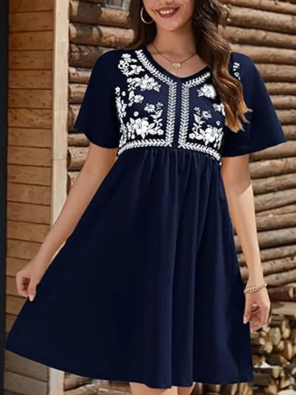 Floral V-Neck Mini Dress, image 6