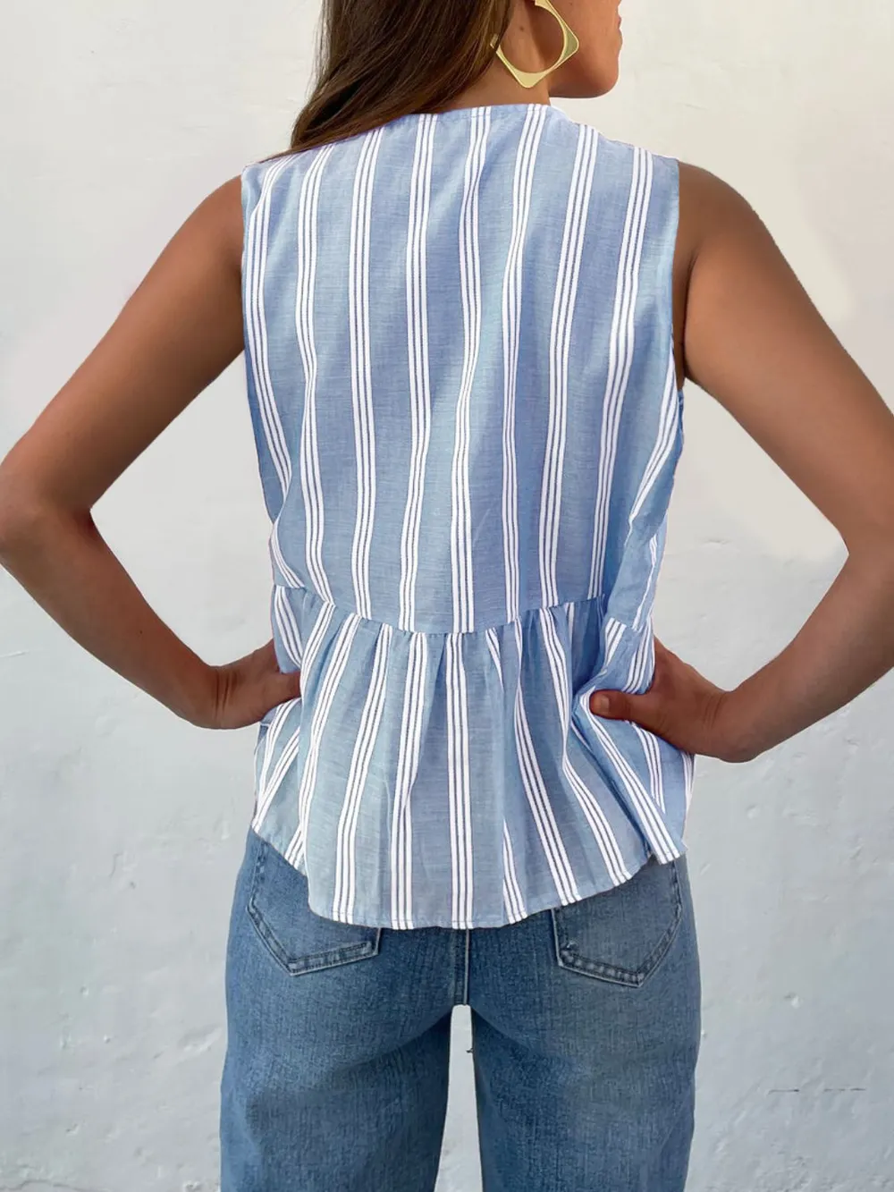 Tied Striped Round Neck Tank, image 3