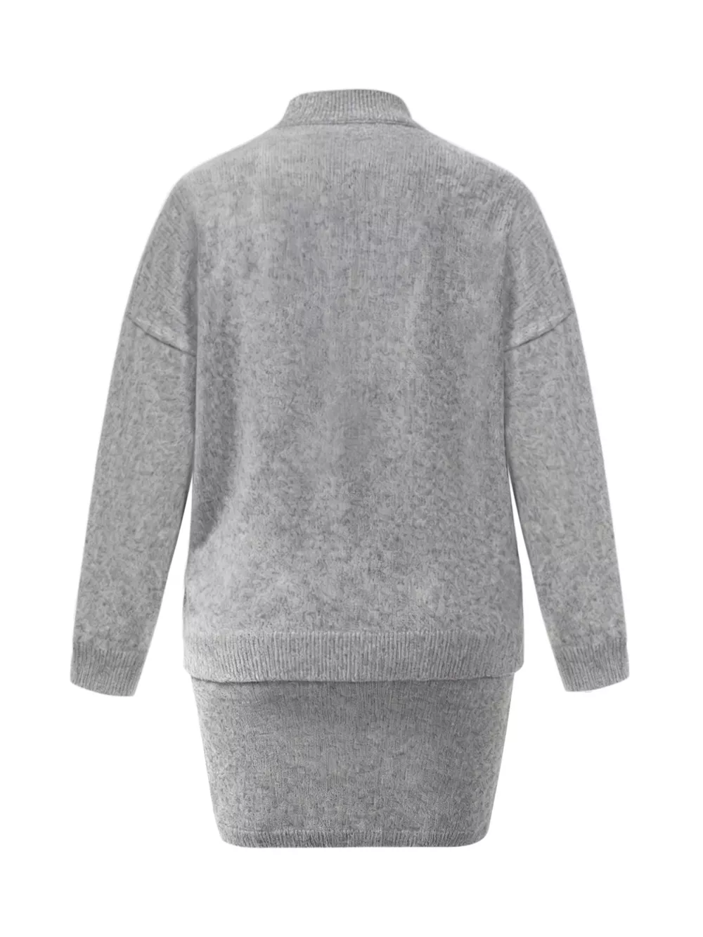 Plus Size Round Neck Long Sleeve Top and Skirt Sweater Set, image 2