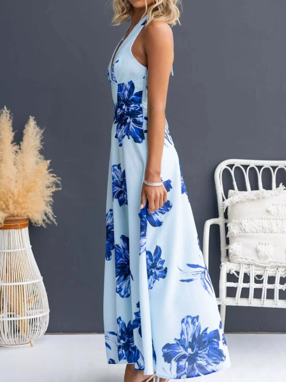 Floral Print Halter Neck Maxi Dress, image 17