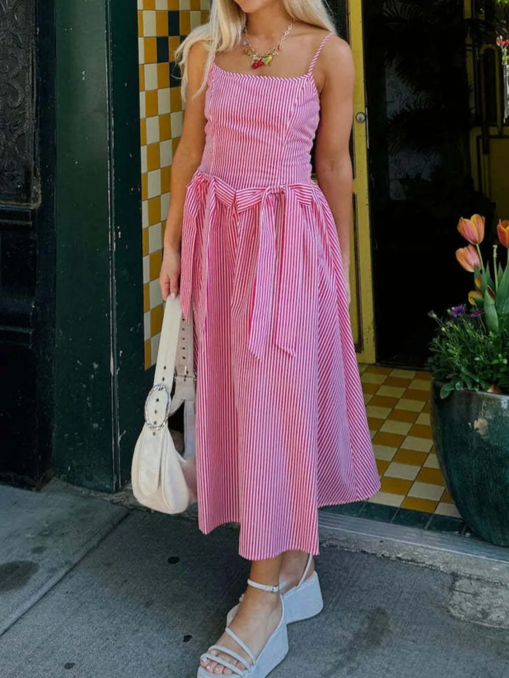 Bow Detail Midi Cami Dress, image 6