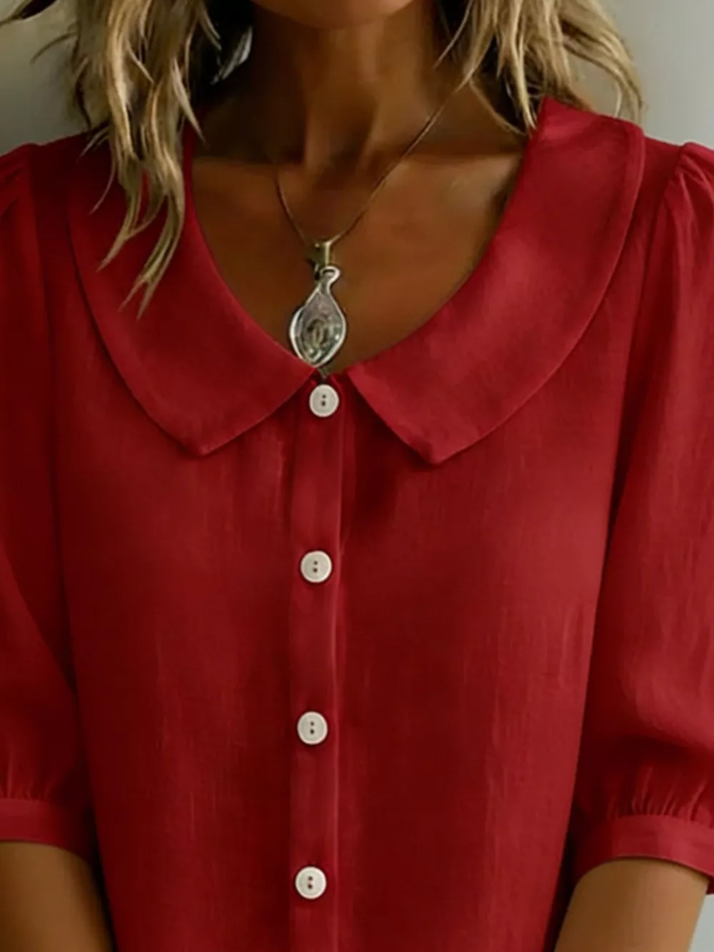 Peter Pan Collar Puff Sleeve Shirt, image 12
