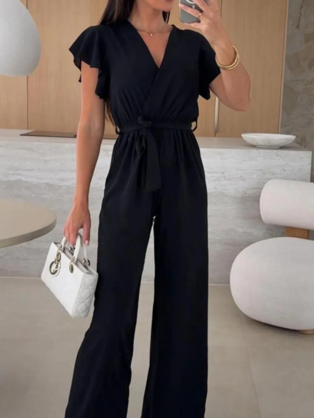 Tied Ruffled Wide Leg Jumpsuit, image 2