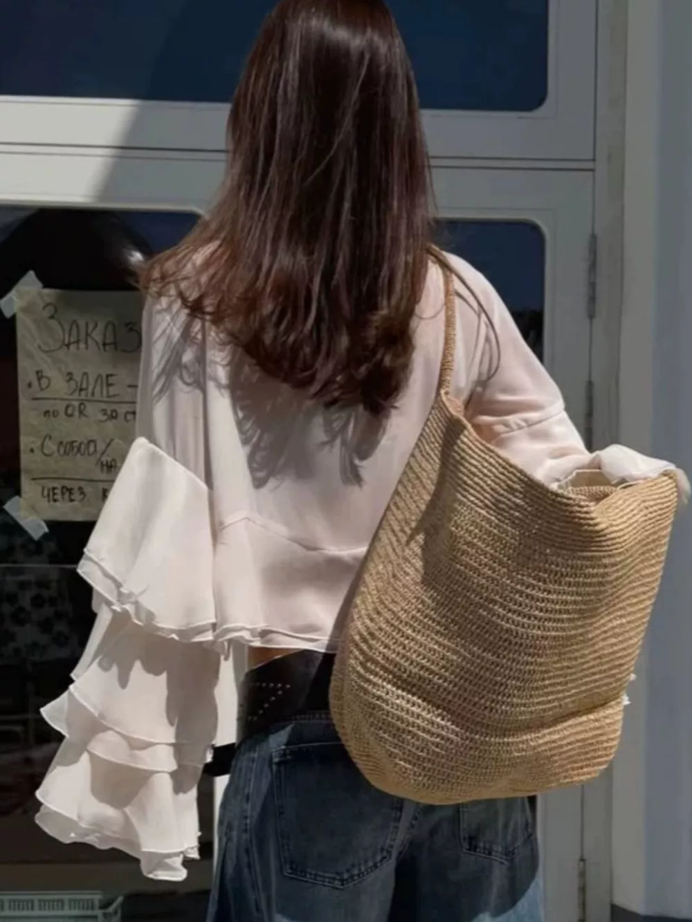 Layered Ruffled Hem Flare Sleeves Blouse, image 6