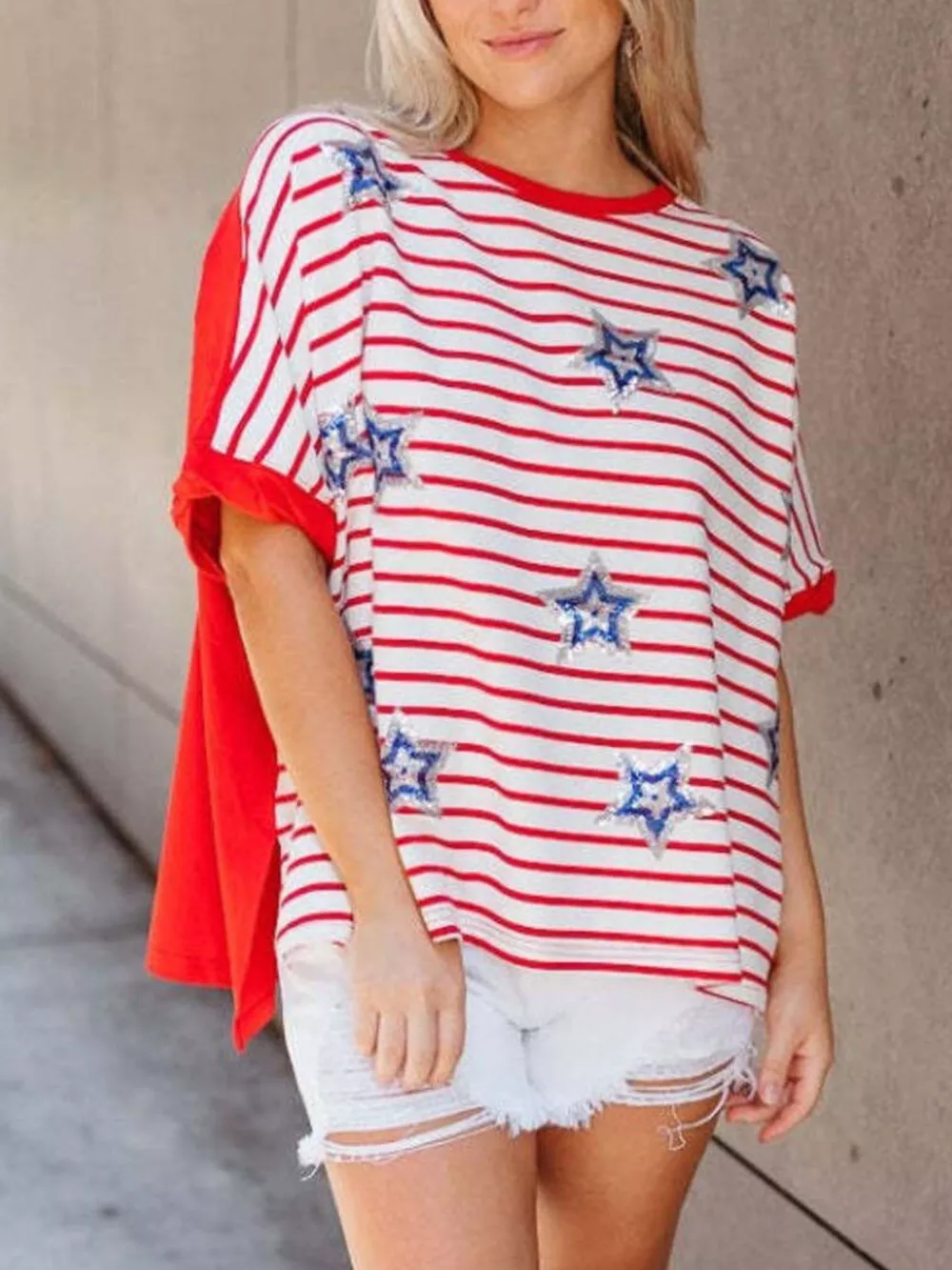 Striped Star Sequin Patriotic T-Shirt, image 3
