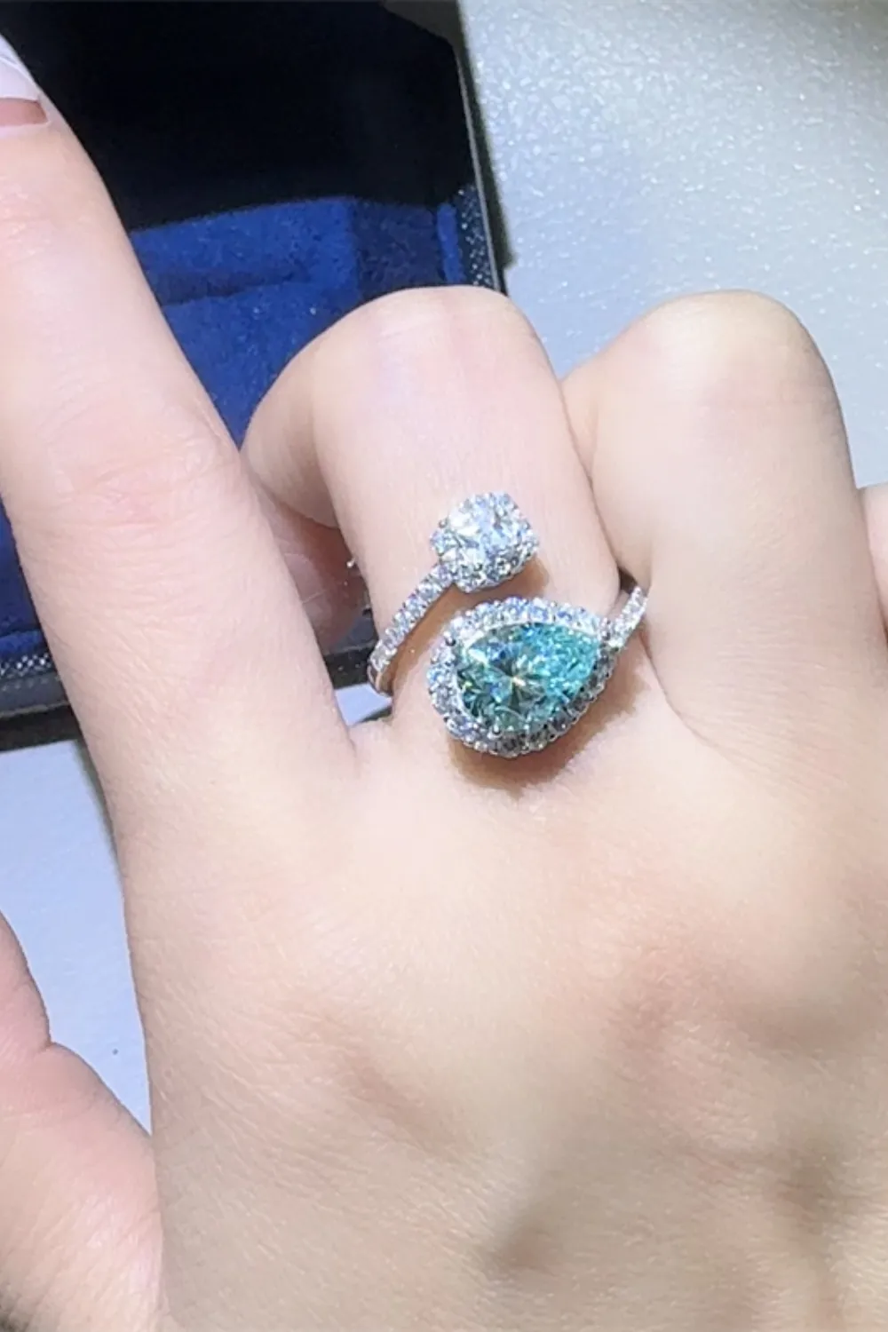 2 Carat Moissanite 925 Sterling Silver Bypass Ring, image 5