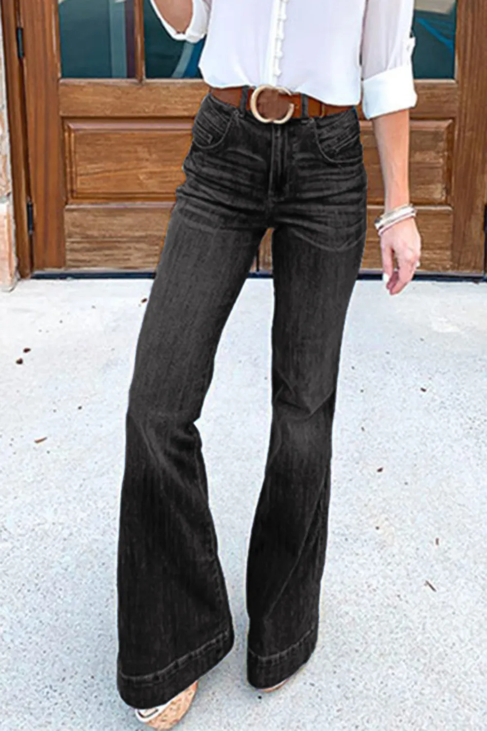 Full Size Flare Jeans with Pockets Plus Size, image 5