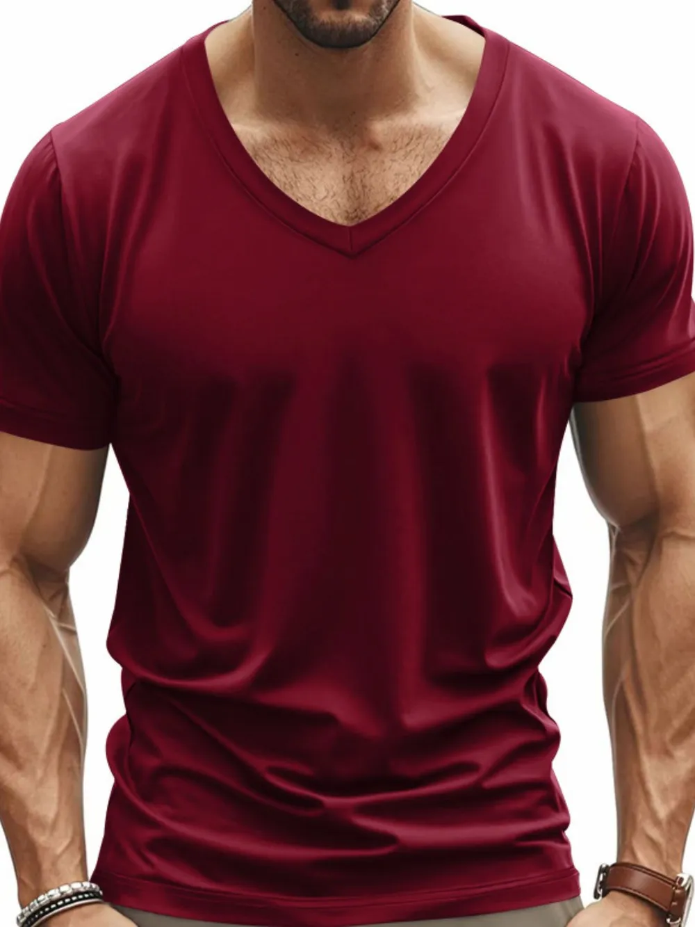 Men's Full Size V-Neck Short Sleeve T-Shirt Plus Size, image 5
