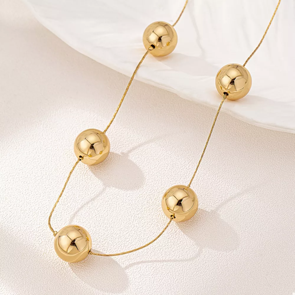 Golden Sphere Statement Necklace, image 2