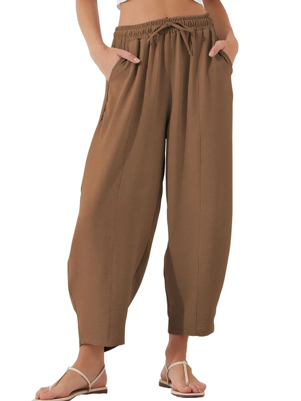 Full Size Drawstring Cropped Jogger Pants Plus Size, image 13