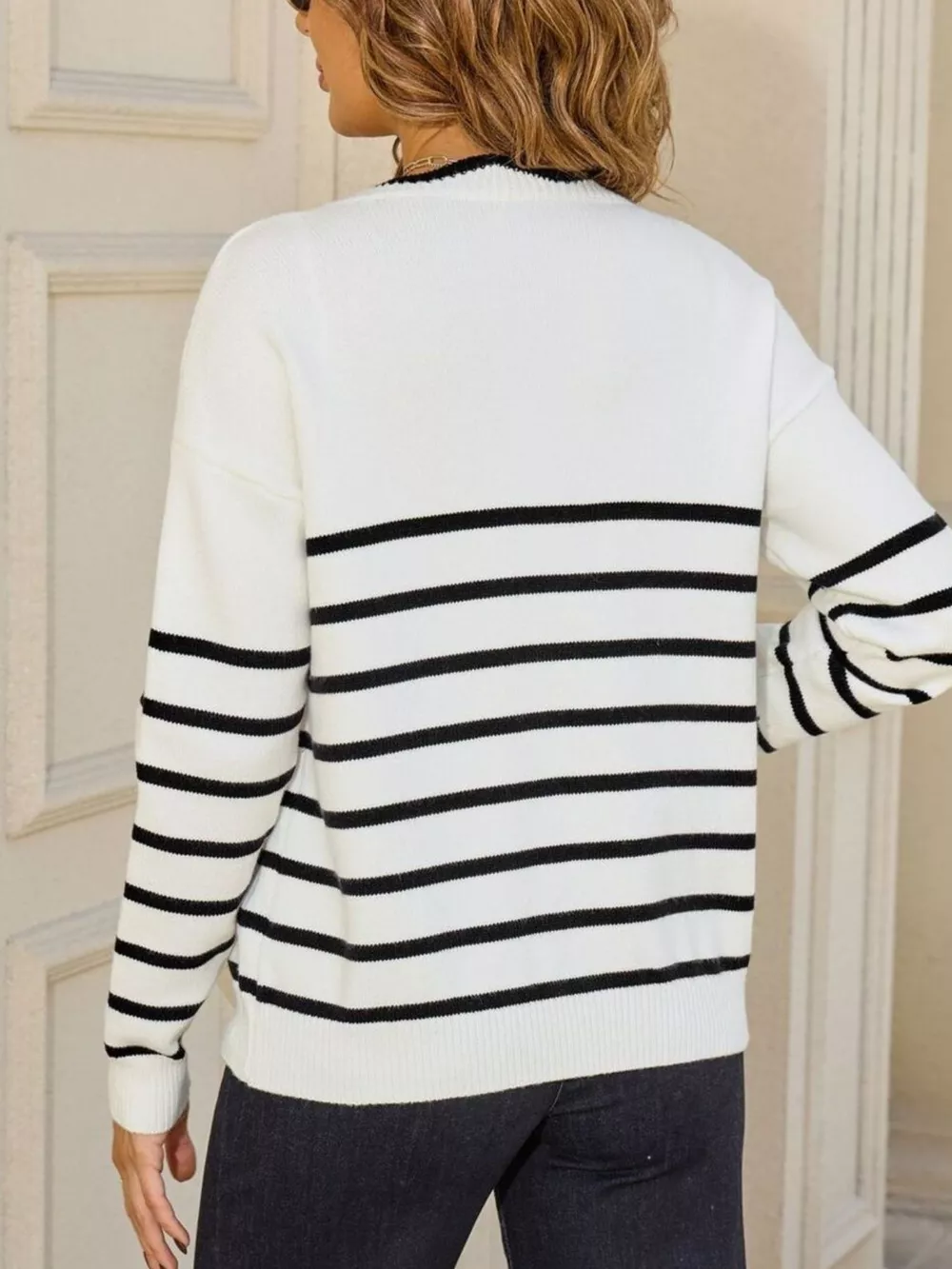 Striped Tie Front Knit Cardigan, image 7