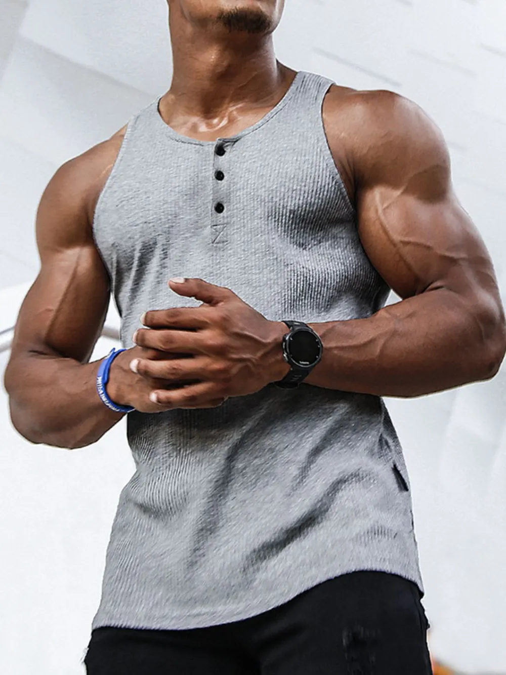 Men's Plus Size Ribbed Tank, image 4