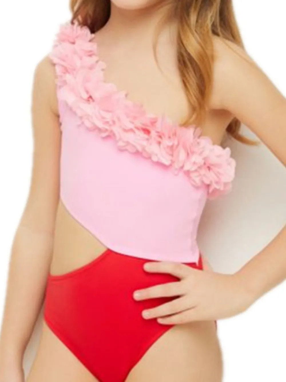 Cutout One Shoulder Contrast Parent-Child Swimwear, image 3