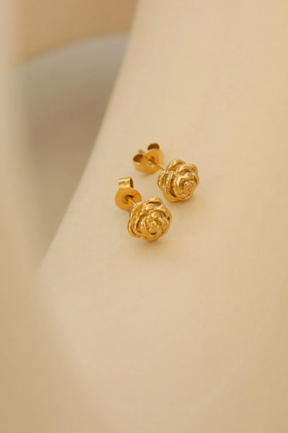 Titanium Steel Flower Stud Earrings, image 3