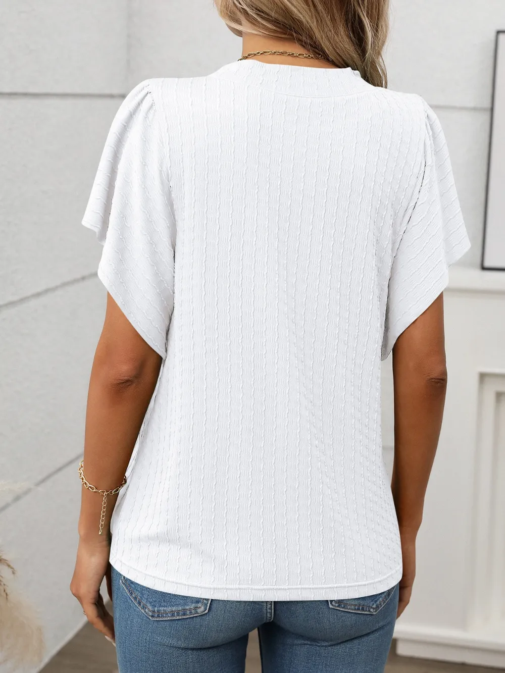 Round Neck Flutter Sleeve T-Shirt, image 29