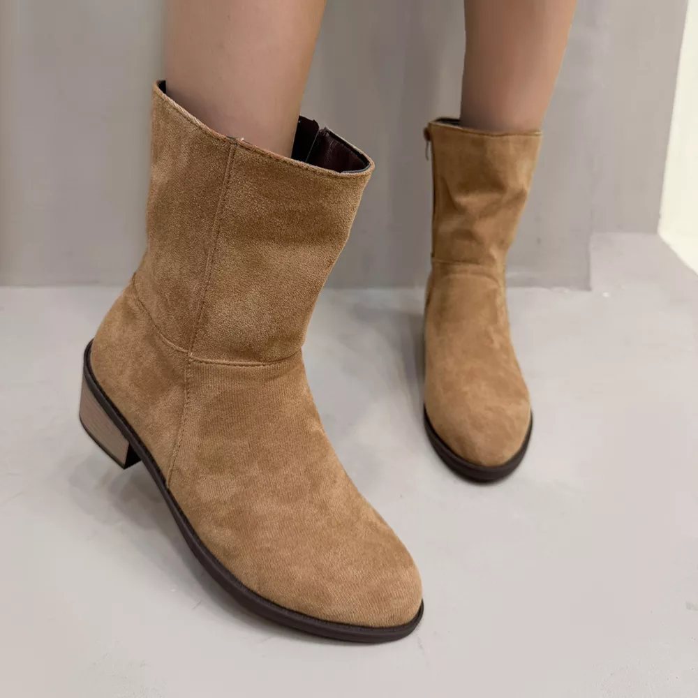Round Toe Block Heels Ankle Boots, image 2
