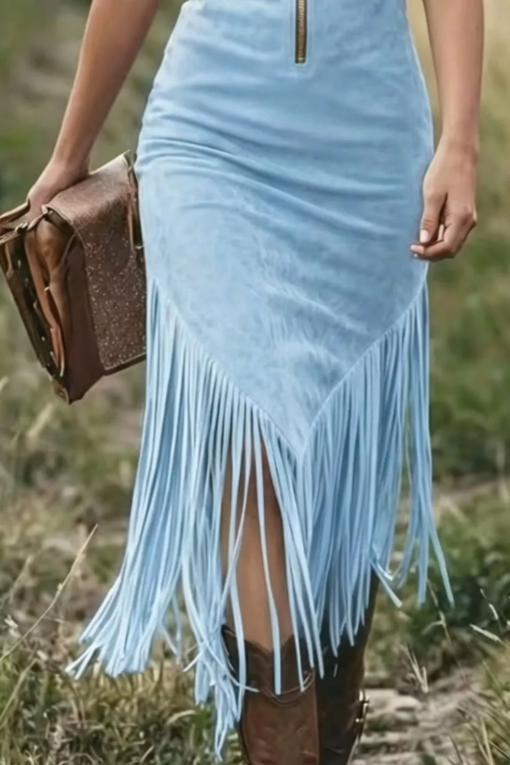 Fringe Zip Front Sleeveless Dress, image 15