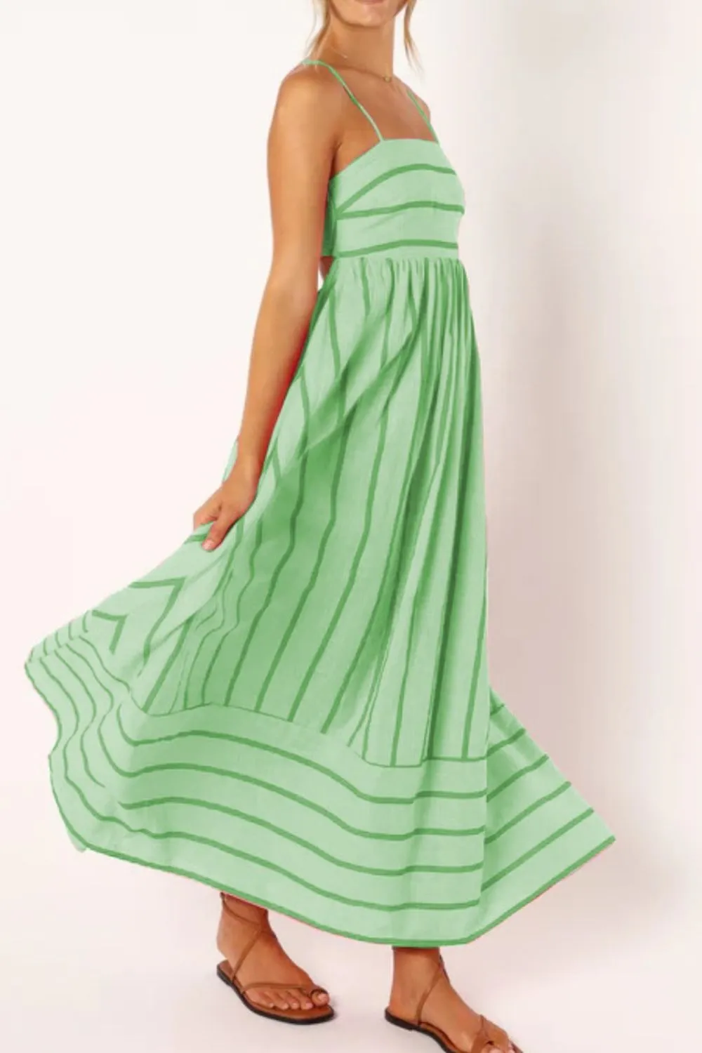 Striped Square Neck Cami Dress, image 3