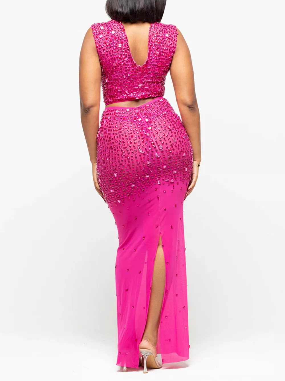 Rhinestone Sleeveless Top and Skirt Set, image 5