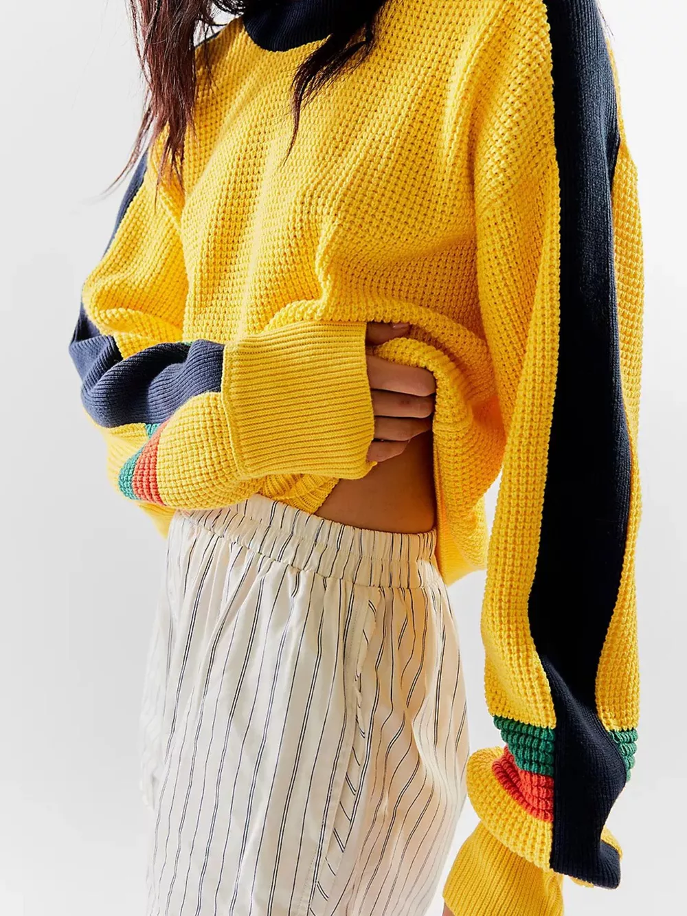 Color Block Waffle Knit Sweater, image 5