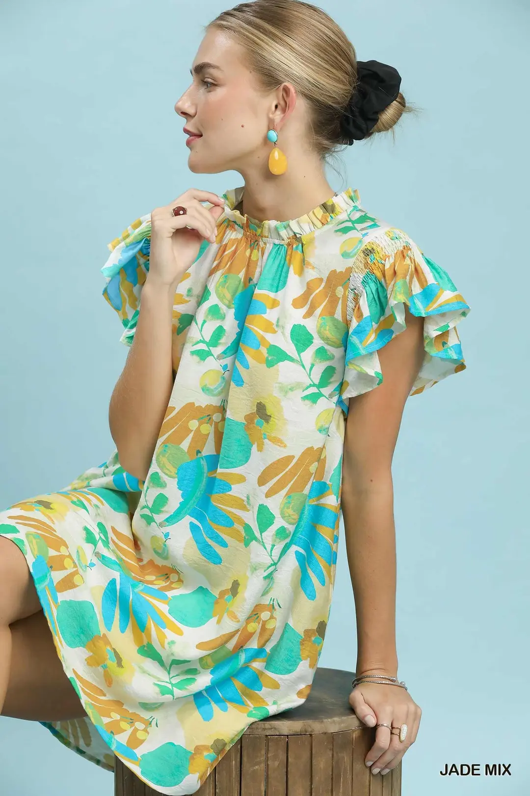 Ruffled Botanical Print Mini Dress, image 5