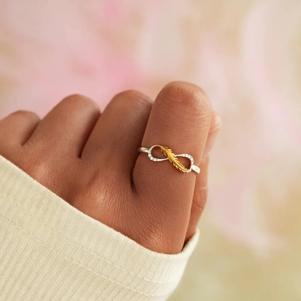 Feather 925 Sterling Silver Zircon Ring, image 4