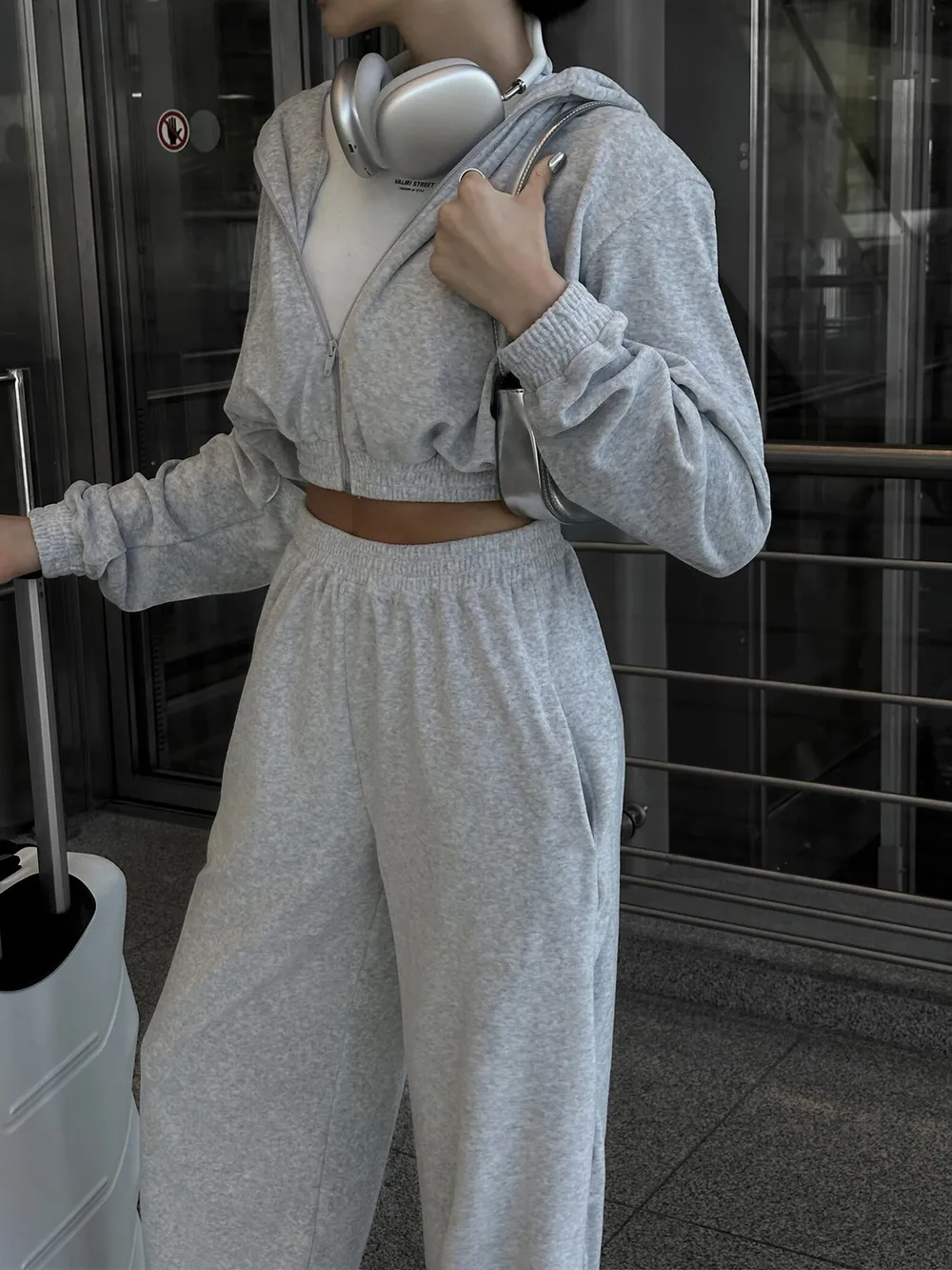 Zip Up Hoodie and Pocketed Pants Set, image 3