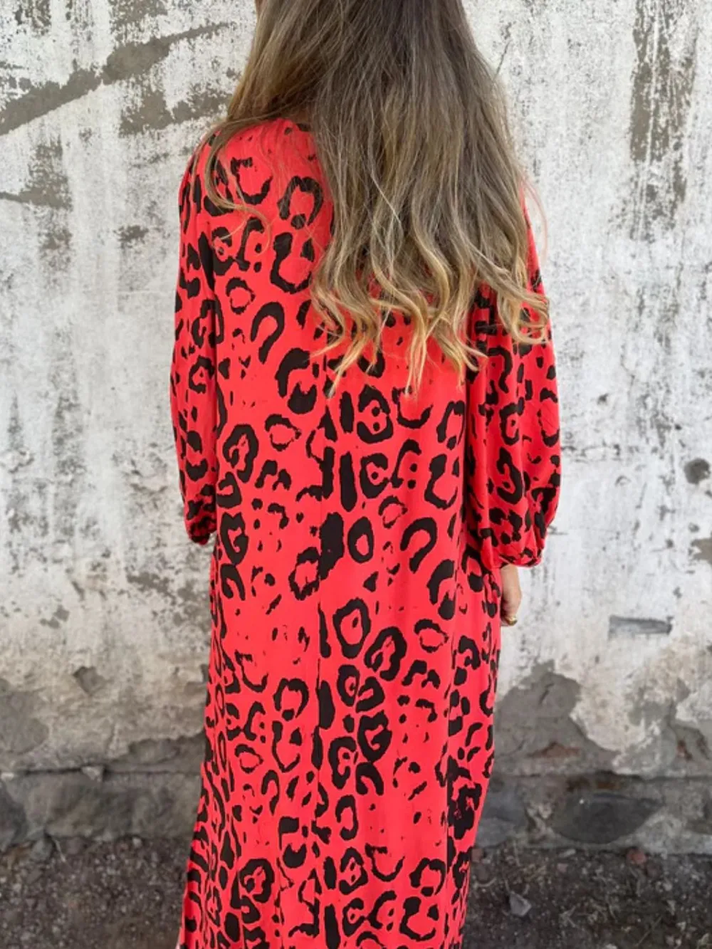 Full Size Printed V-Neck Dress with Pockets Plus Size, image 5