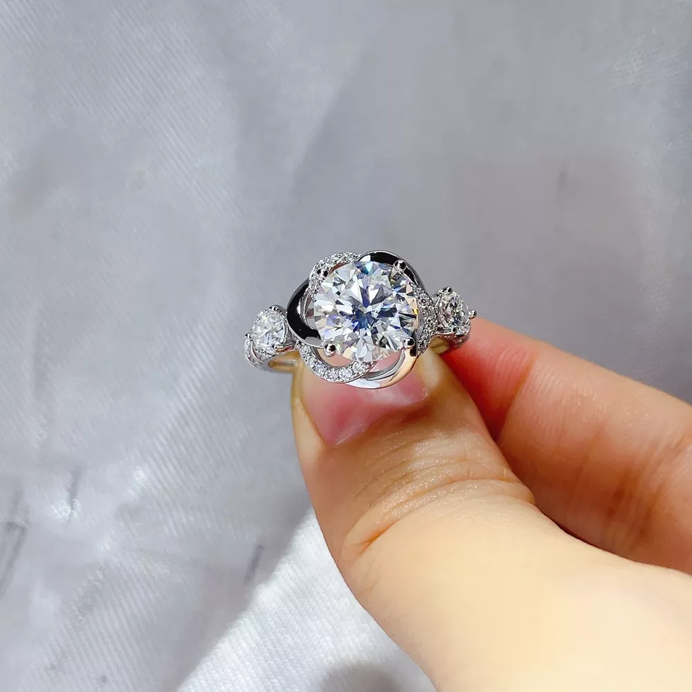 3 Carat 925 Sterling Silver Moissanite Ring, image 2