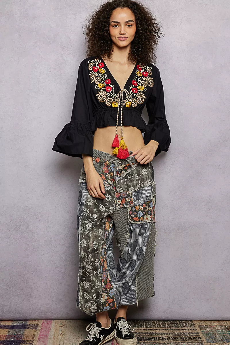 Floral Embroidered Cropped Blouse, image 5
