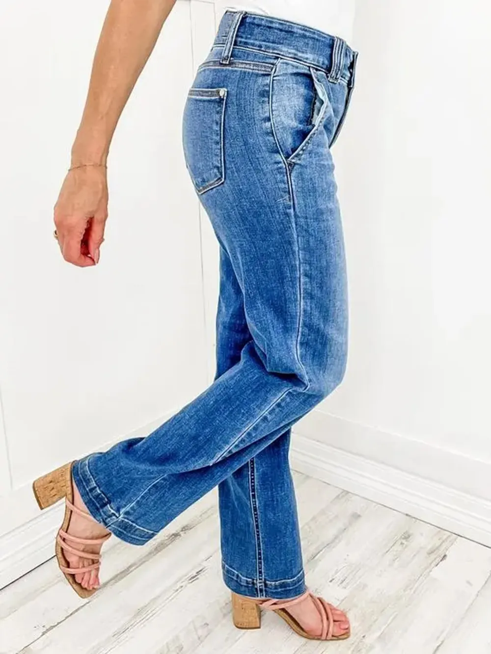 Washed Straight Leg Jeans, image 3