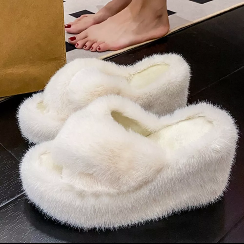 Fluffy Wedge Slippers, image 5