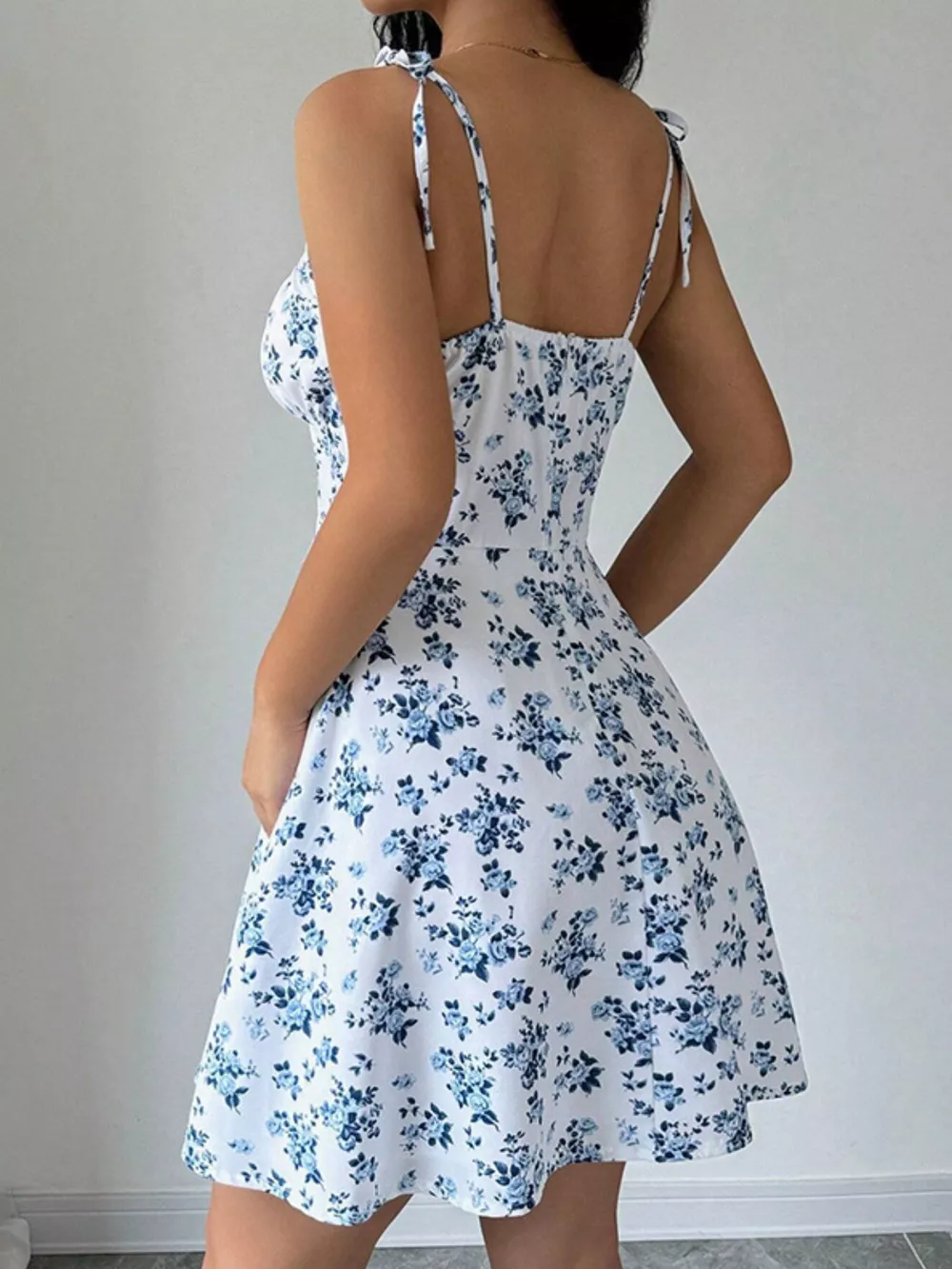 Floral Print Tie Strap Mini Dress, image 2
