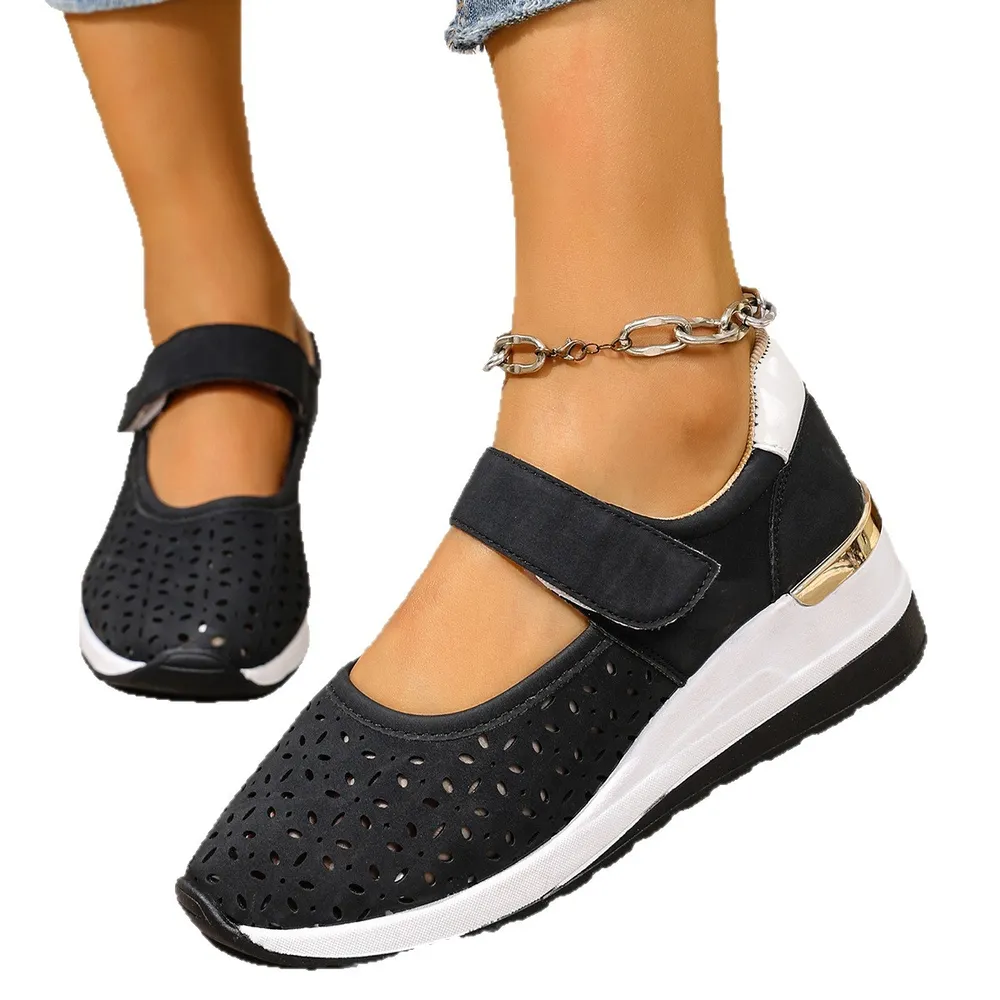 Breathable Cutout Wedge Loafers, image 2