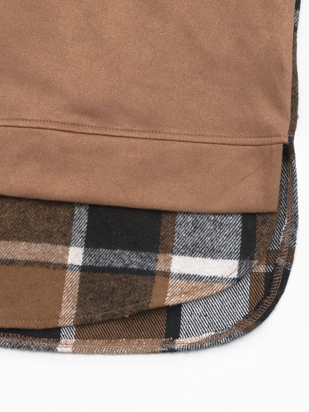Drawstring Slit Plaid Long Sleeve Hoodie, image 2