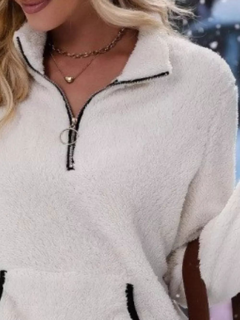 Full Size Cozy Fleece Quarter Zip Long Sleeve Sweatshirt Plus Size, image 3