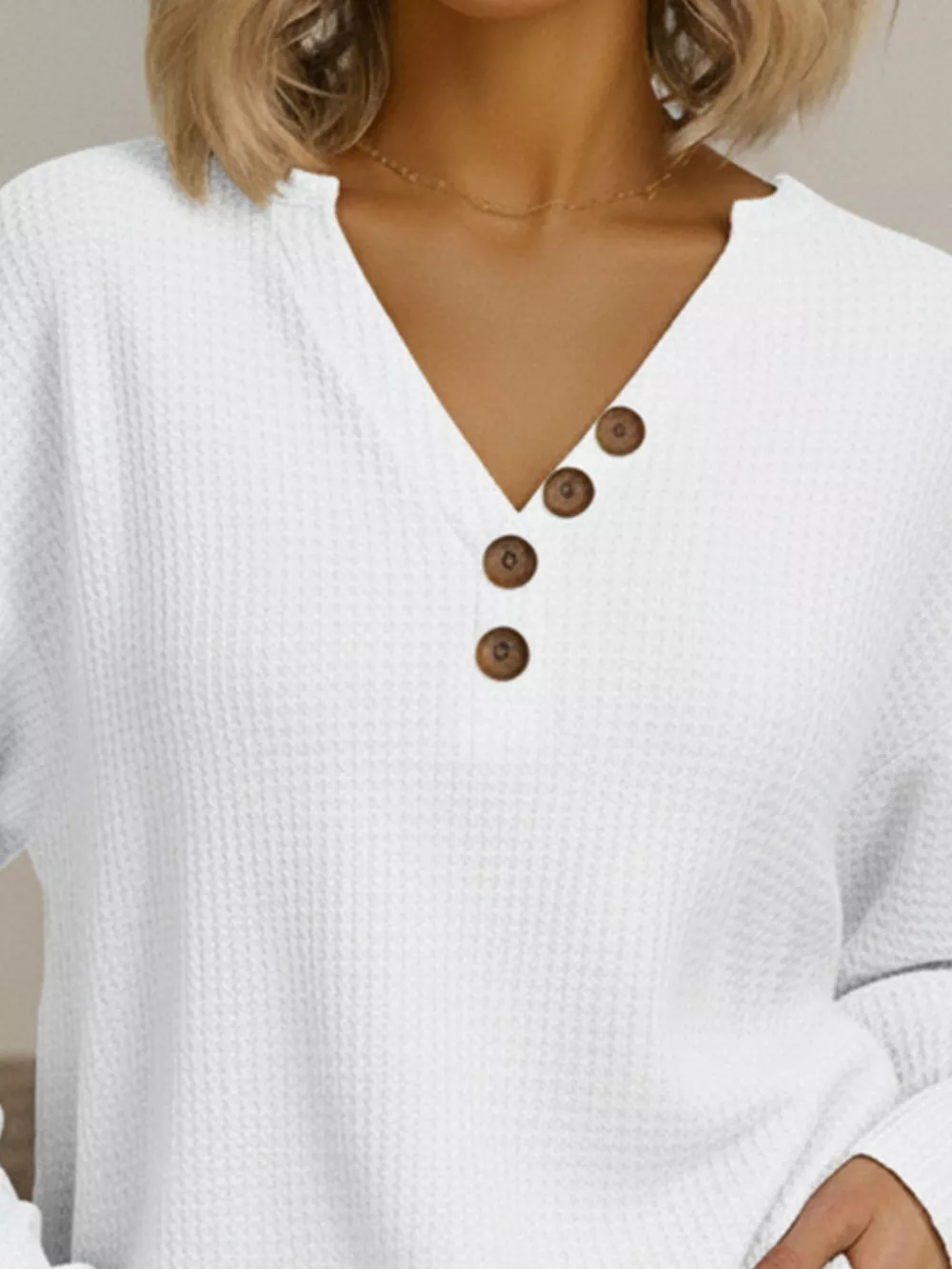 Full Size Waffle Knit V-Neck T-Shirt Plus Size, image 8