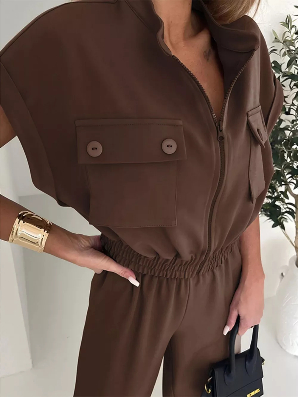 Cargo Pocket Zipper Front Jumpsuit, image 3