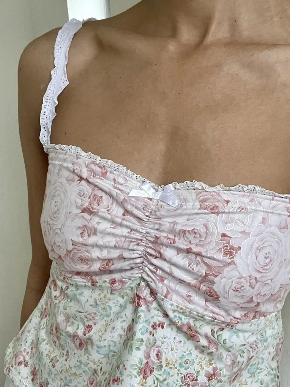 Lace Detail Floral Sweetheart Neck Cami, image 9