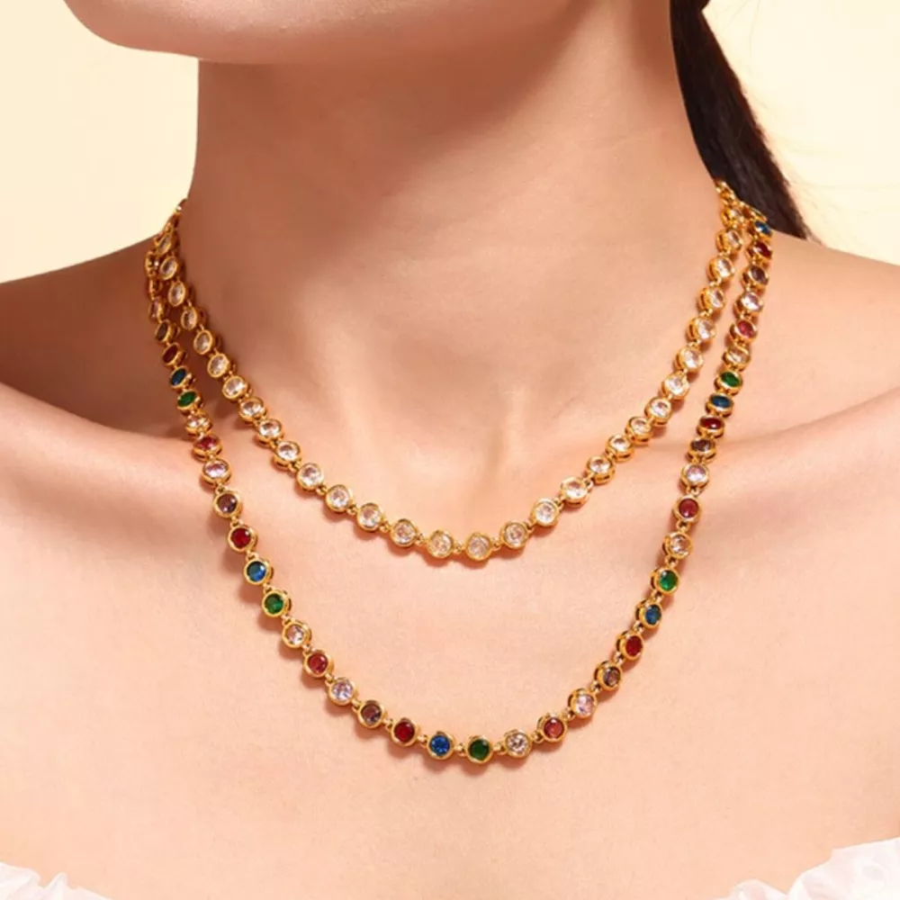 18K Gold-Plated Zircon Necklace, image 3