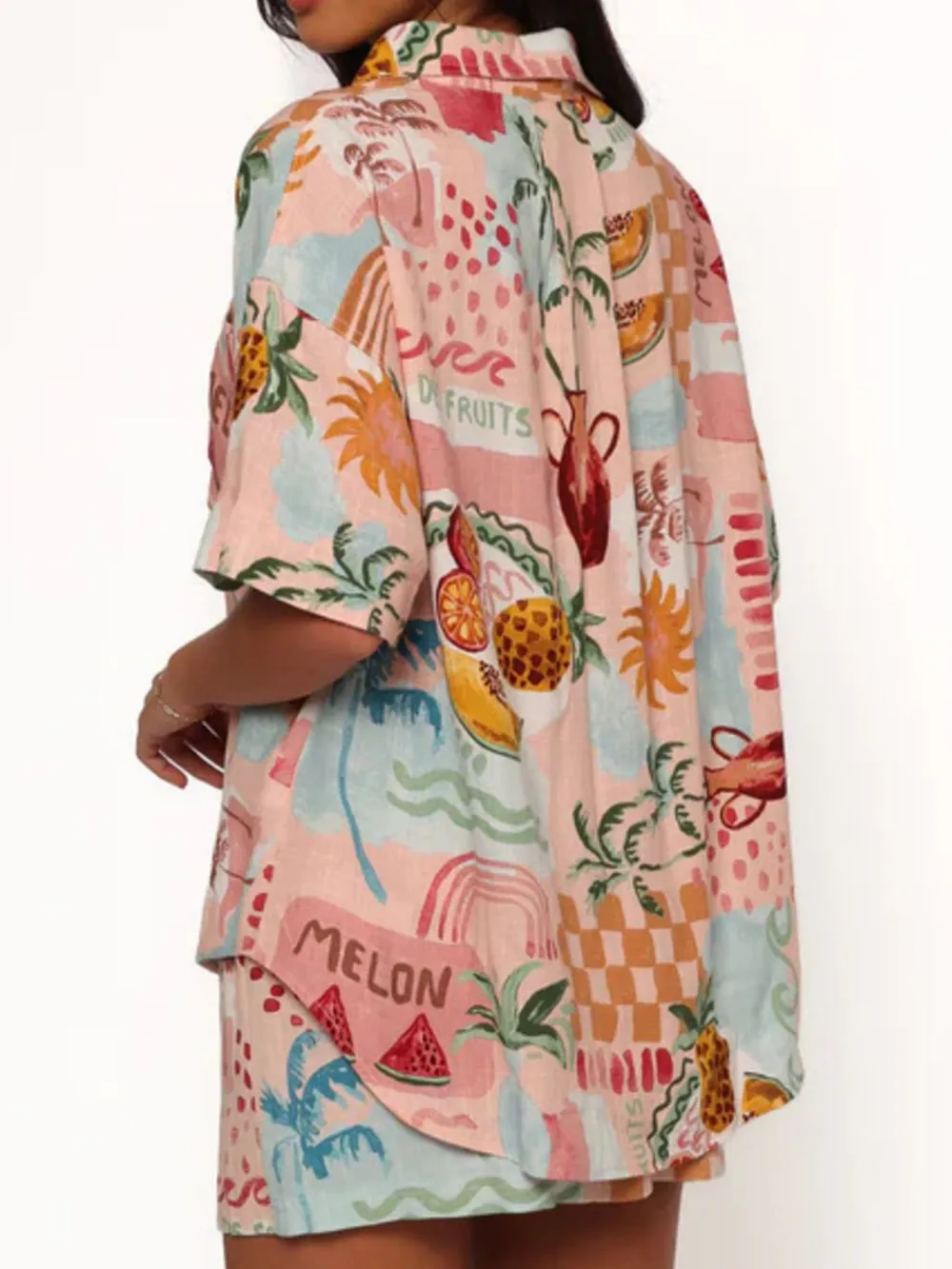 Printed Button Up Shirt and Shorts Set, image 6