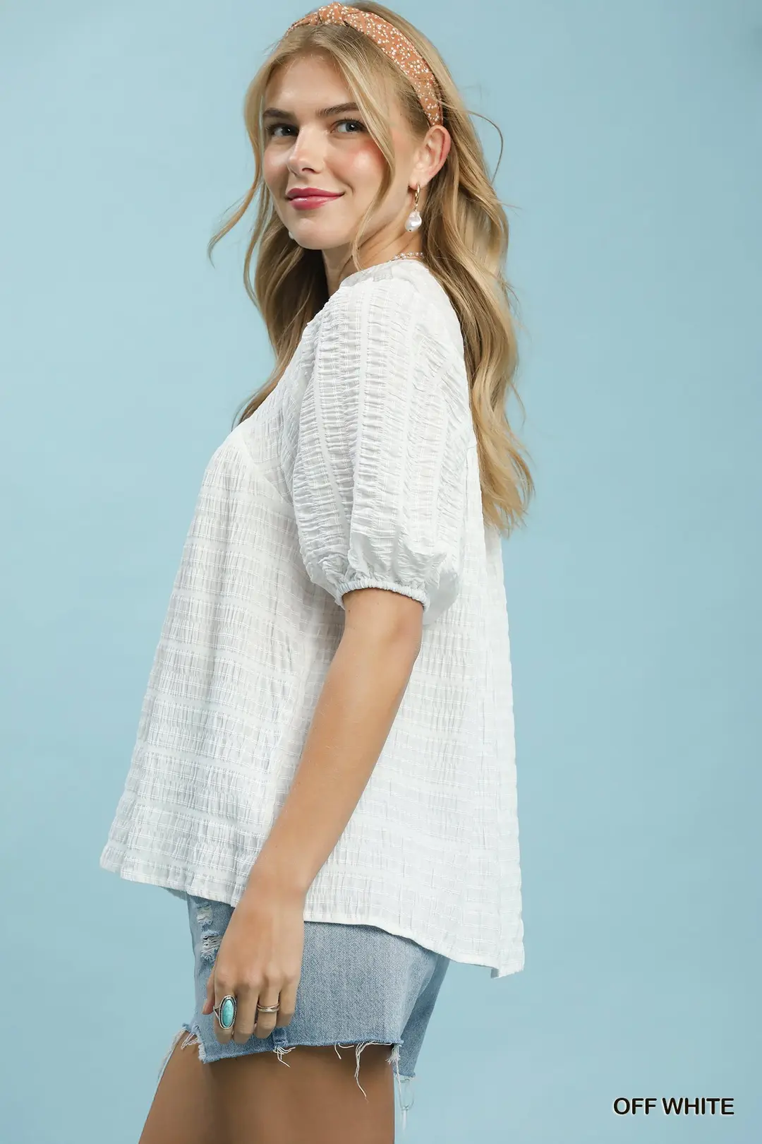Textured Puff Sleeve Blouse, image 2