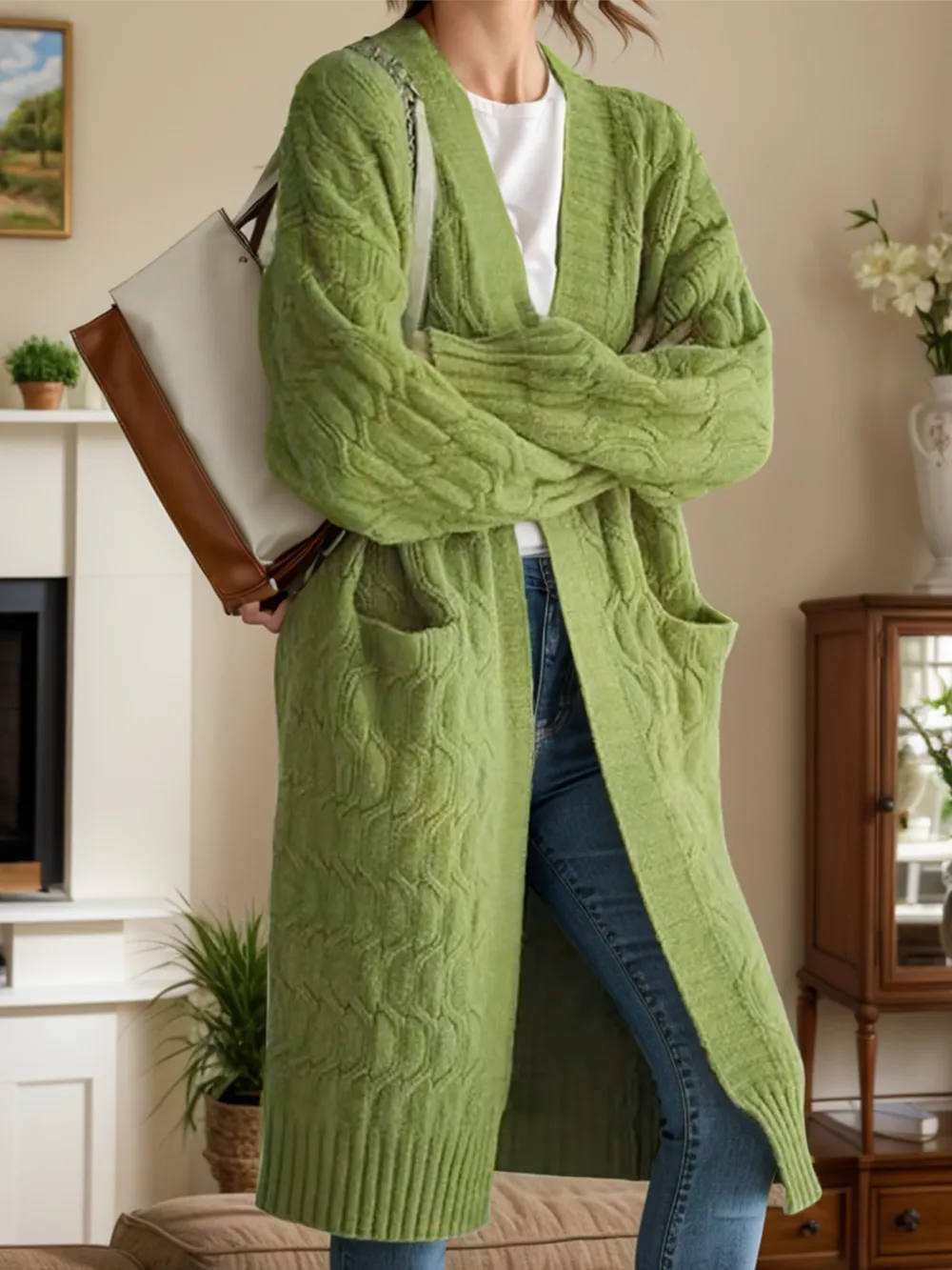 Open Front Long Sleeve Cardigan, image 3