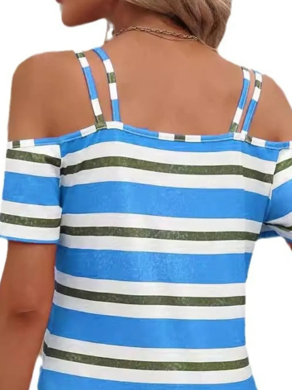 Striped Cold Shoulder T-Shirt, image 2