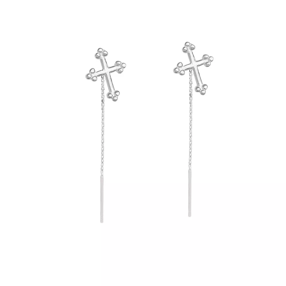 925 Sterling Silver Cross Earrings, image 4
