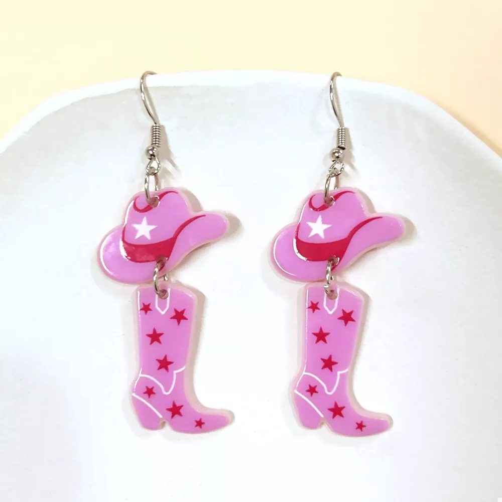Cowboy Boot and Hat Dangle Earrings, image 2