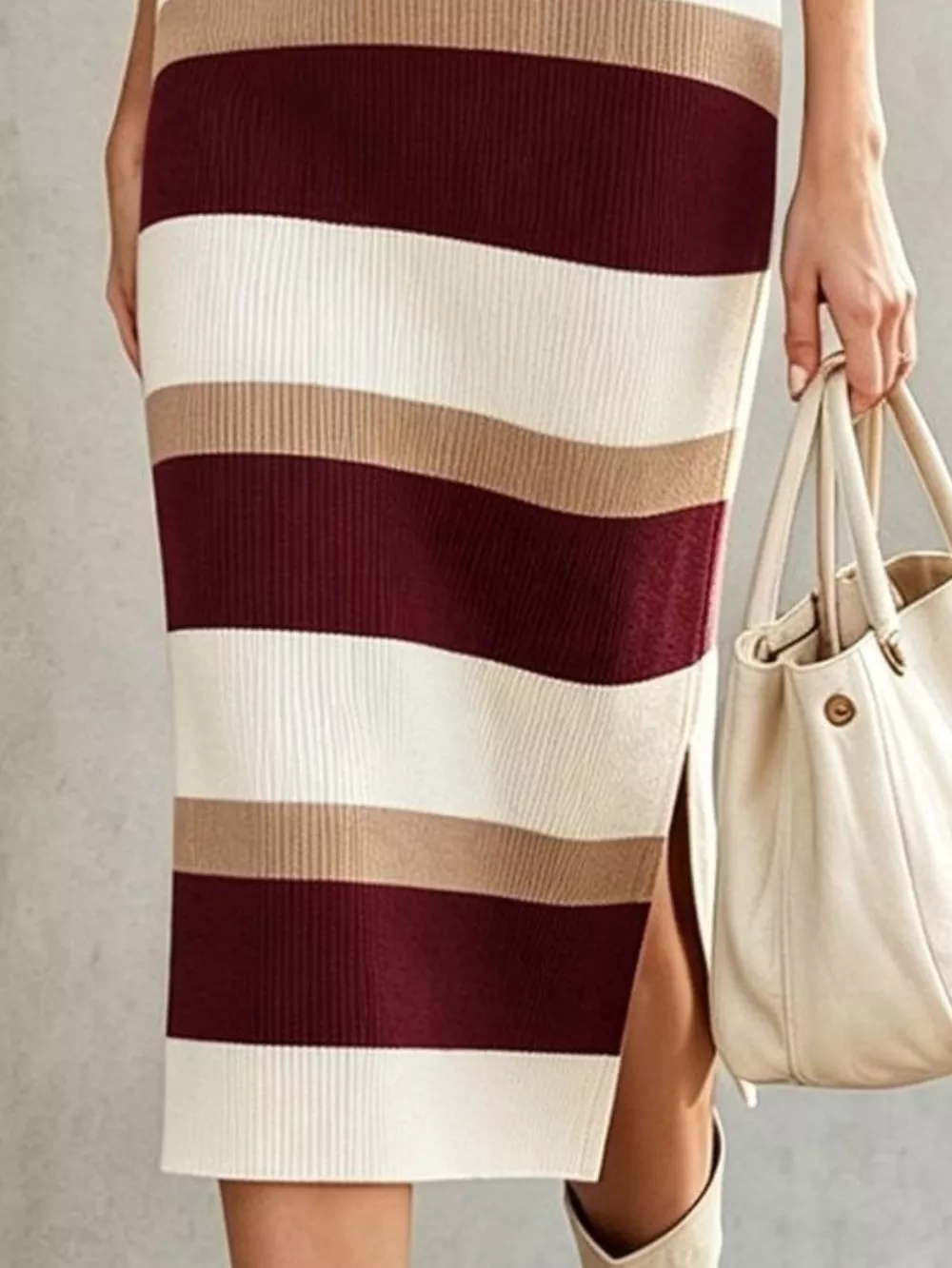 Striped Polo Collar Long Sleeve Sweater Dress, image 8